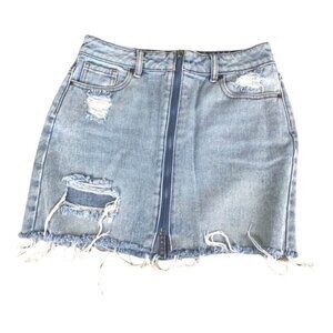 PacSun Distressed Full Zip Denim  Mini Skirt